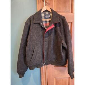 VTG Woolrich Wool Bomber Jacket Plaid Flannel Lined Men's Large USA Made Gray